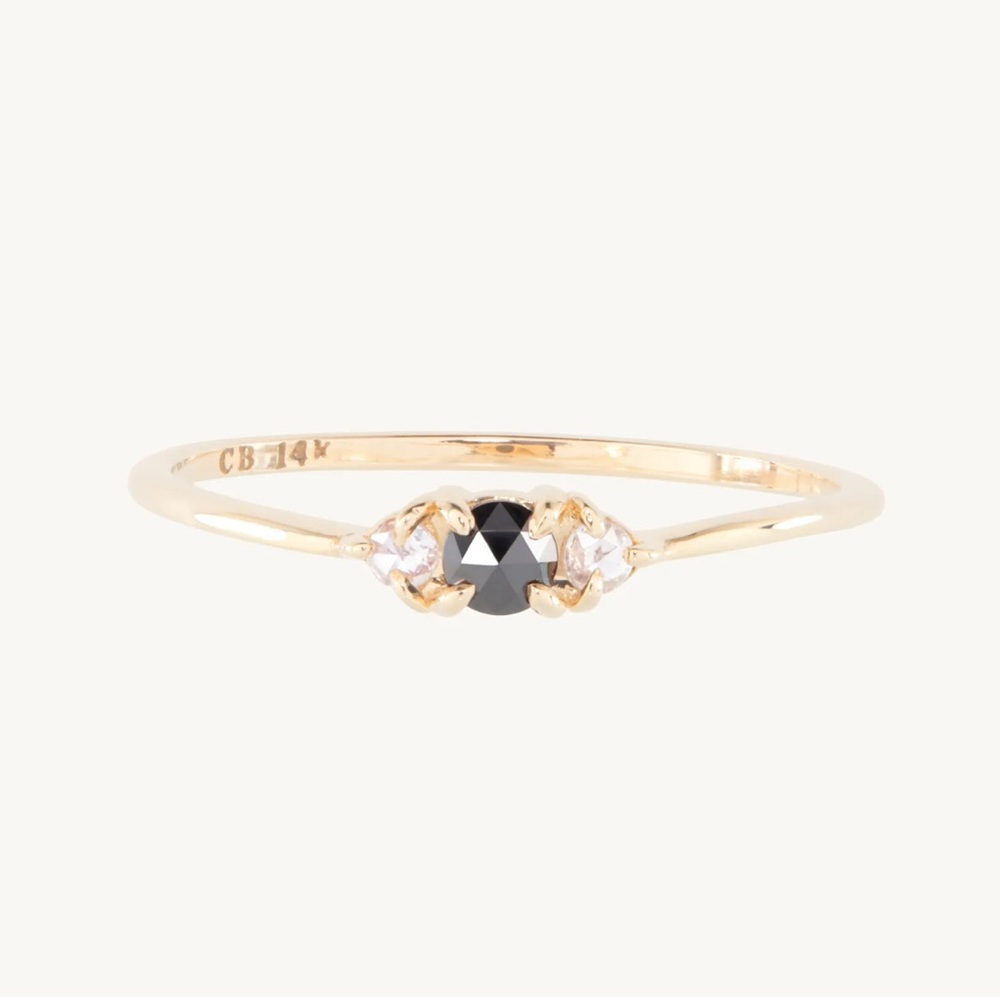 Catbird slumberous light black diamond 14k gold ring size US6